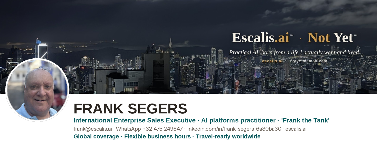 Frank Segers, Escalis.ai and Not Yet - international enterprise closer